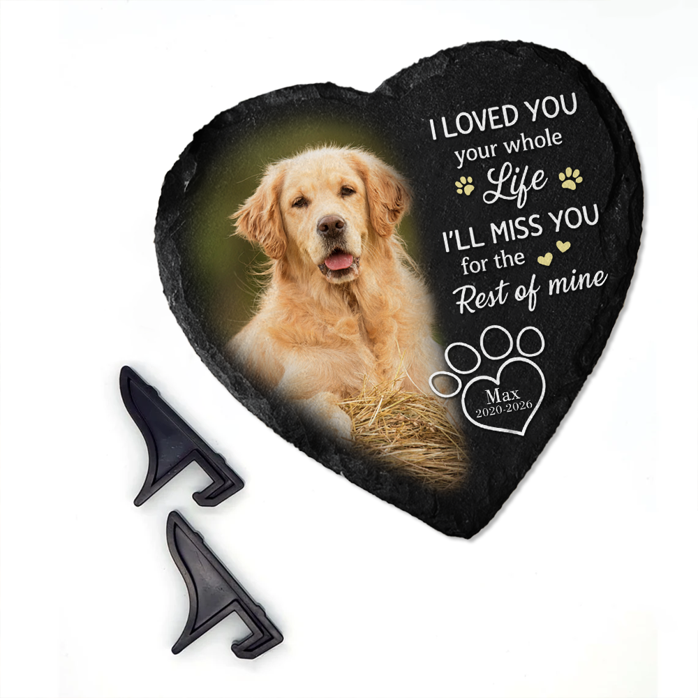 Personalized Pet Memorial Heart Shaped Stone Custom Photo Gift HN590 - Heart Shaped Stone GradoCreations