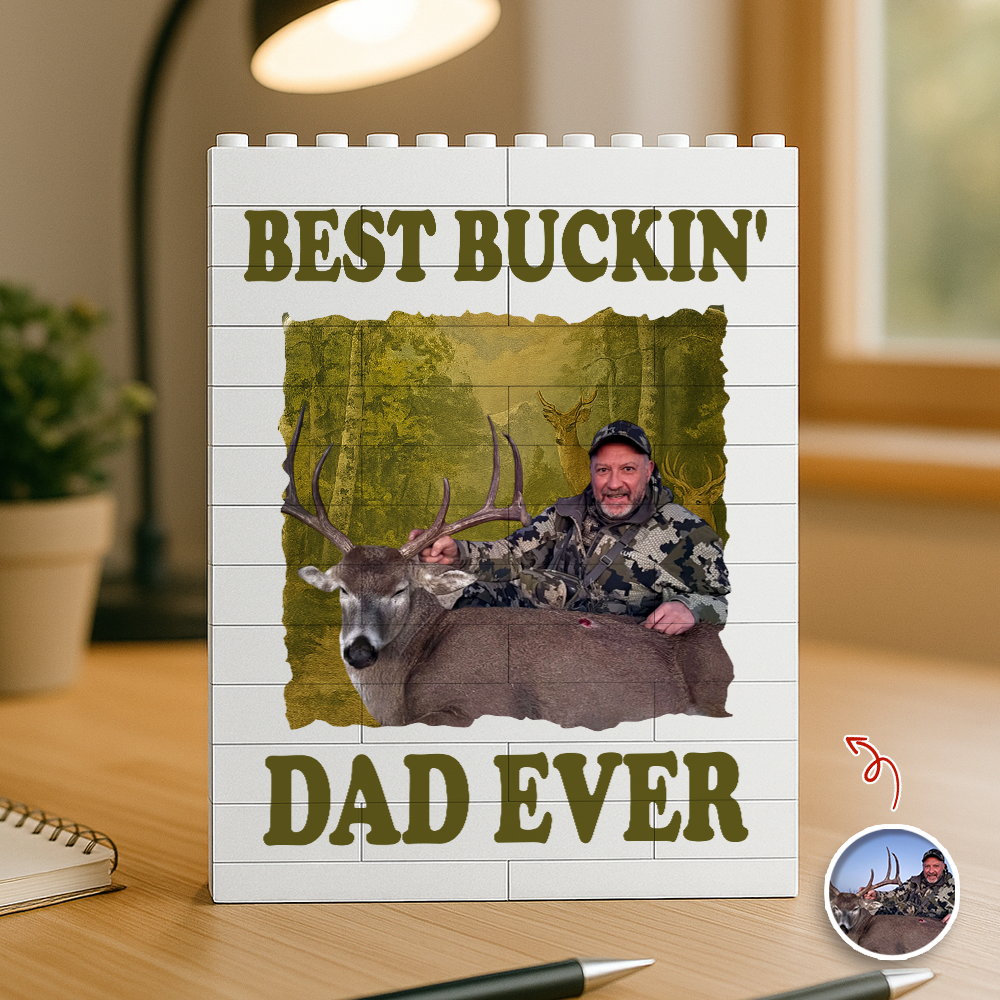 Custom Photo Building Blocks Gift for Dad Fishing Hunter HN590 - Building Blocks GradoCreations