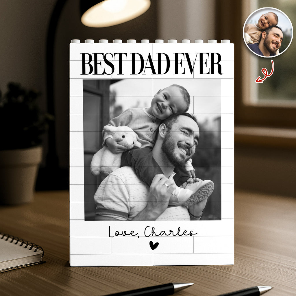 Personalized Building Blocks Photo Gift for Dad from Kids HN590 - Building Blocks fix GradoCreations