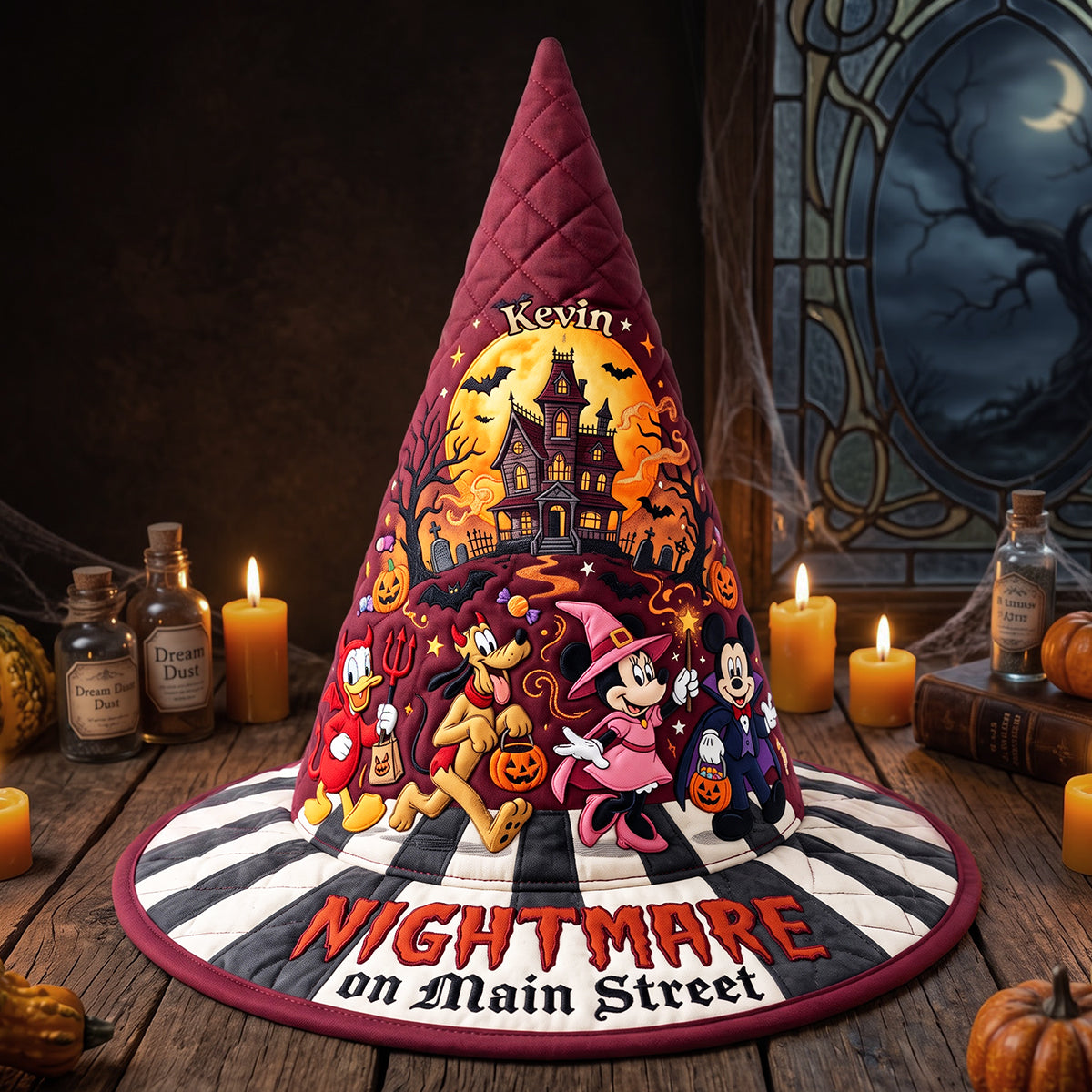 Personalized Quilted Witch Hat Custom Name Halloween Gift Quilt Witch Hat GradoCreations