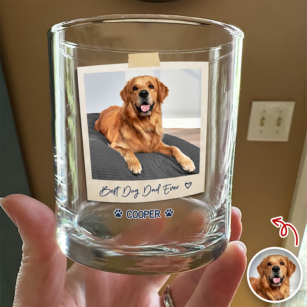 Personalized Dog Photo Whiskey Glass Gift for Dog Dad HN590 - Print Rock Glass GradoCreations