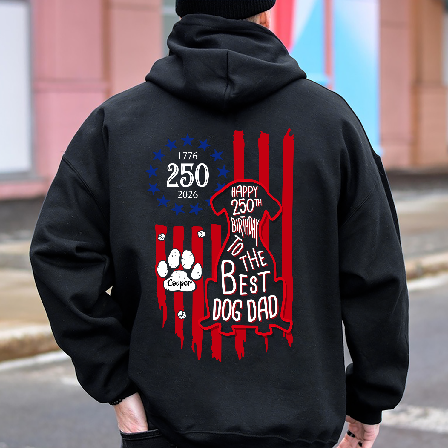 Personalized Dog Dad T-Shirt Custom Name American Flag Gift HN590 - Tshirt Back GradoCreations