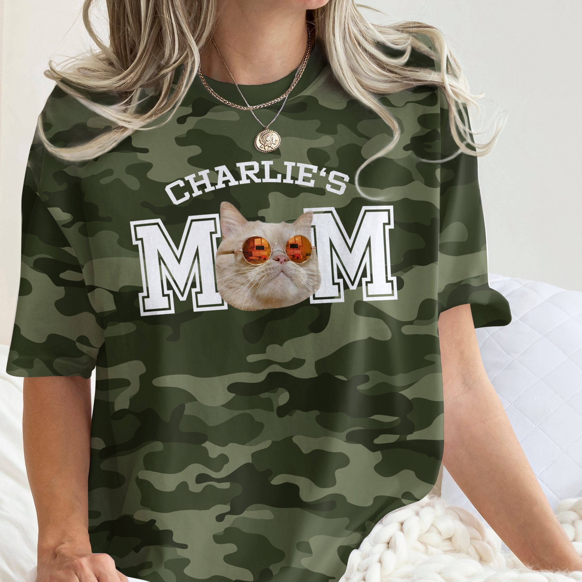 Personalized Camo Dog Dad T-Shirt Custom Photo Gift for Father's Day HN590 - AOP Tshirt GradoCreations