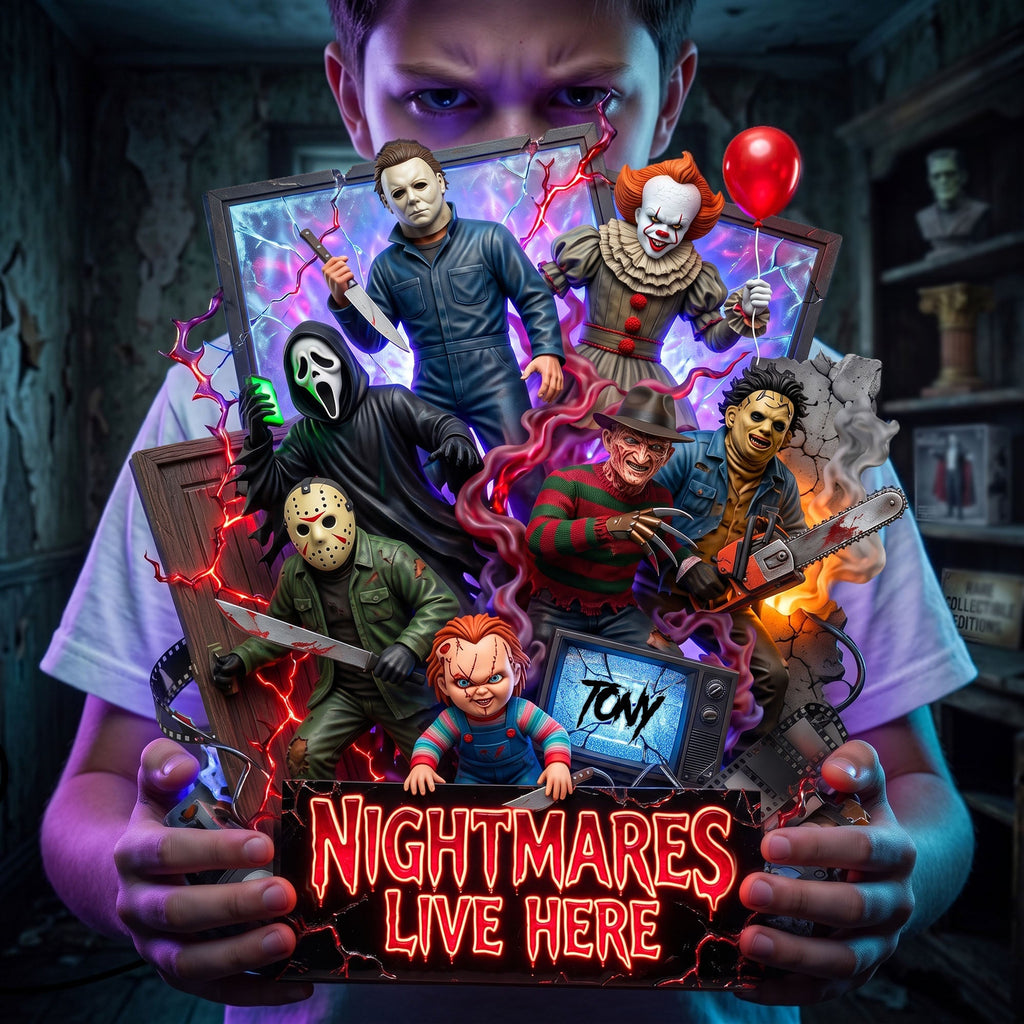 Personalized Acrylic Light Box with Horror Characters - Halloween Gift Acrylic Light Box GradoCreations