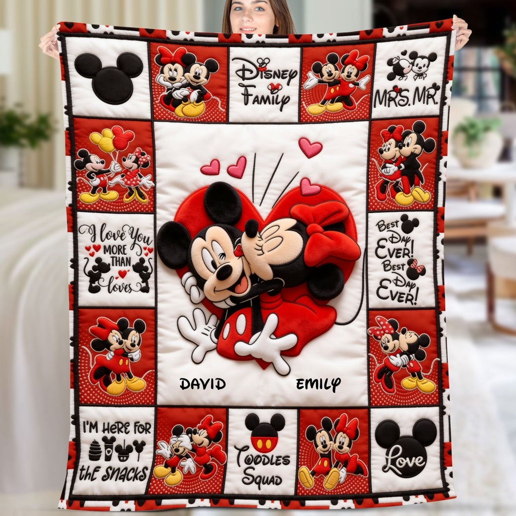 Personalized Mickey Mouse Blanket for Couples - Cozy Gift for Movie Fans