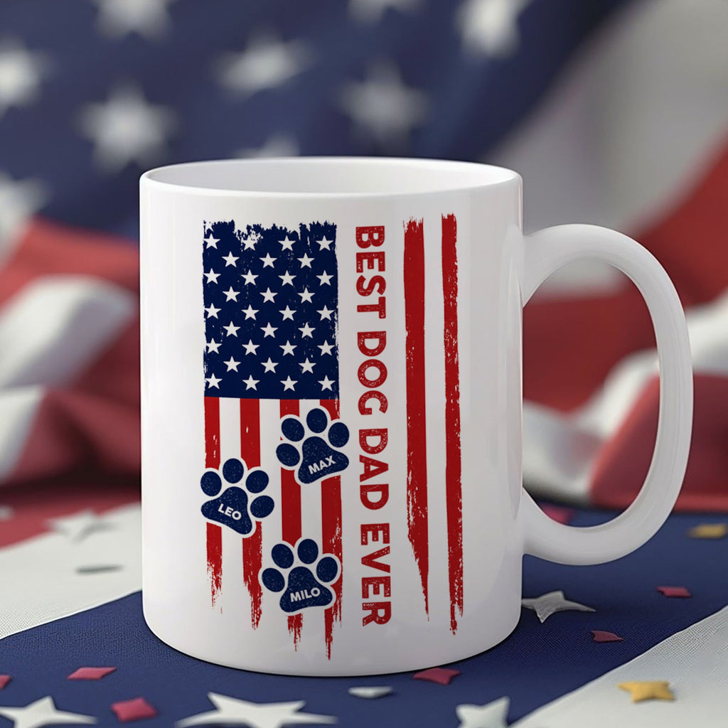Personalized Dog Dad Mug American Flag Gift for Dog Lover HN590 - mug GradoCreations