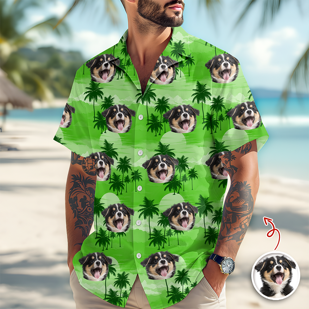 Personalized Hawaiian Shirt with Dog Face Custom Gift for Dog Dad HN590 - AOP Hawai Shirt GradoCreations