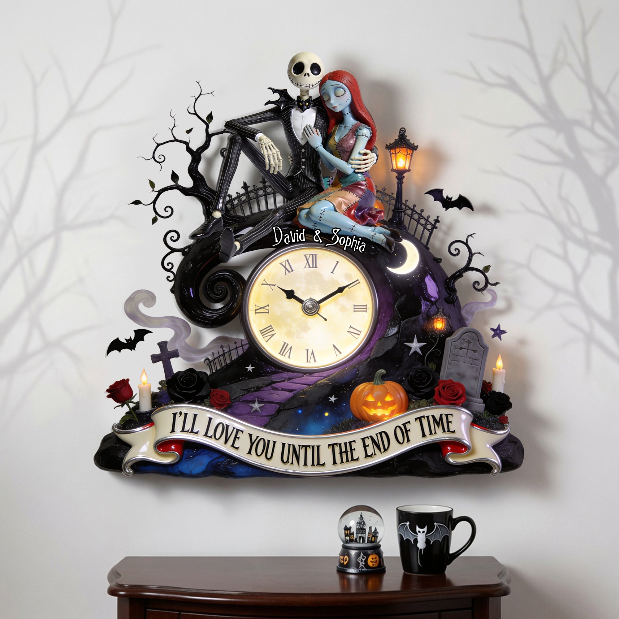 Personalized Acrylic Wall Clock Gift for Couples - I'll Love You Until the End of Time Wall Hanging Clock GradoCreations