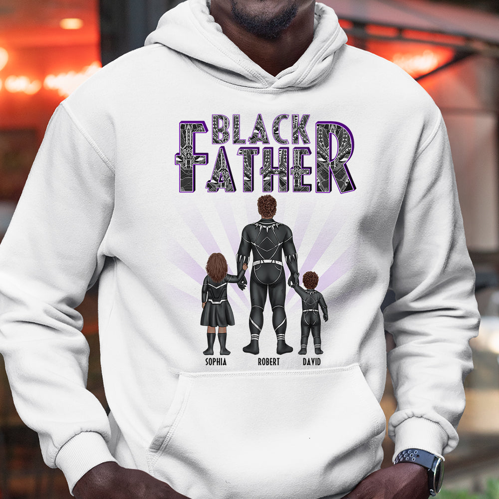 Personalized Black Father T-Shirt Custom Family Gift for Dad
