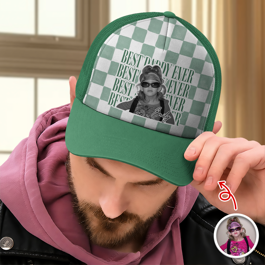 Personalized Leather Patch Hat Custom Photo Gift for Dad HN590 - Leather Patch Hat GradoCreations