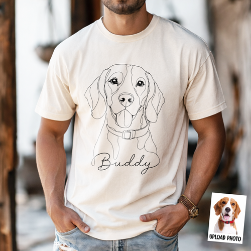 Custom Pet Portrait Line Art Shirt Personalized Gift for Dog Dad Comfort Shirt FIX GradoCreations