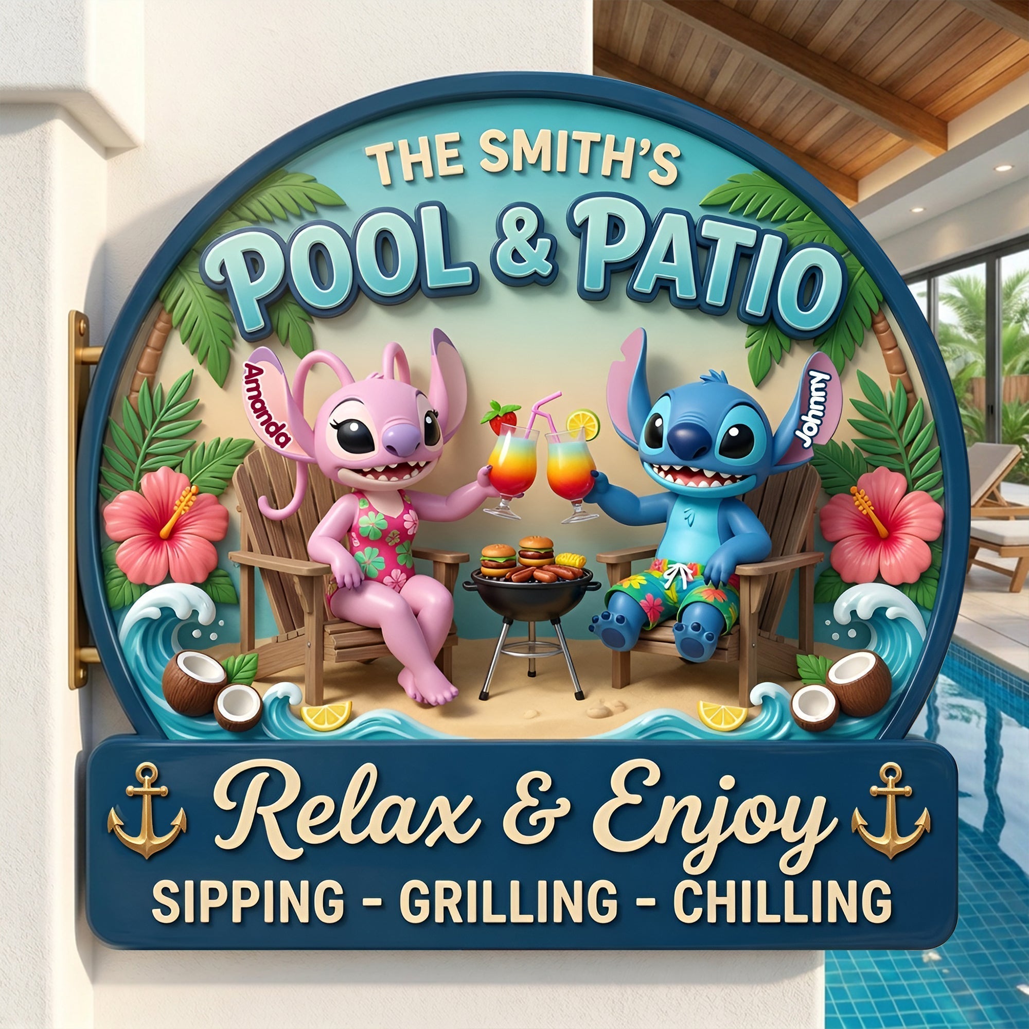 Personalized Custom Shaped Metal Sign Relax & Enjoy Gift for Couple