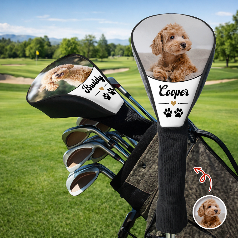Personalized Photo Golf Club Head Cover Custom Gift for Dad HN590 - Golf Club Head Cover GradoCreations