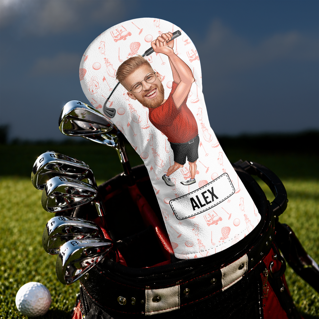 Personalized Funny Golfer Photo Golf Head Cover Unique Gift for Dad HN590 - Golf Head Cover GradoCreations