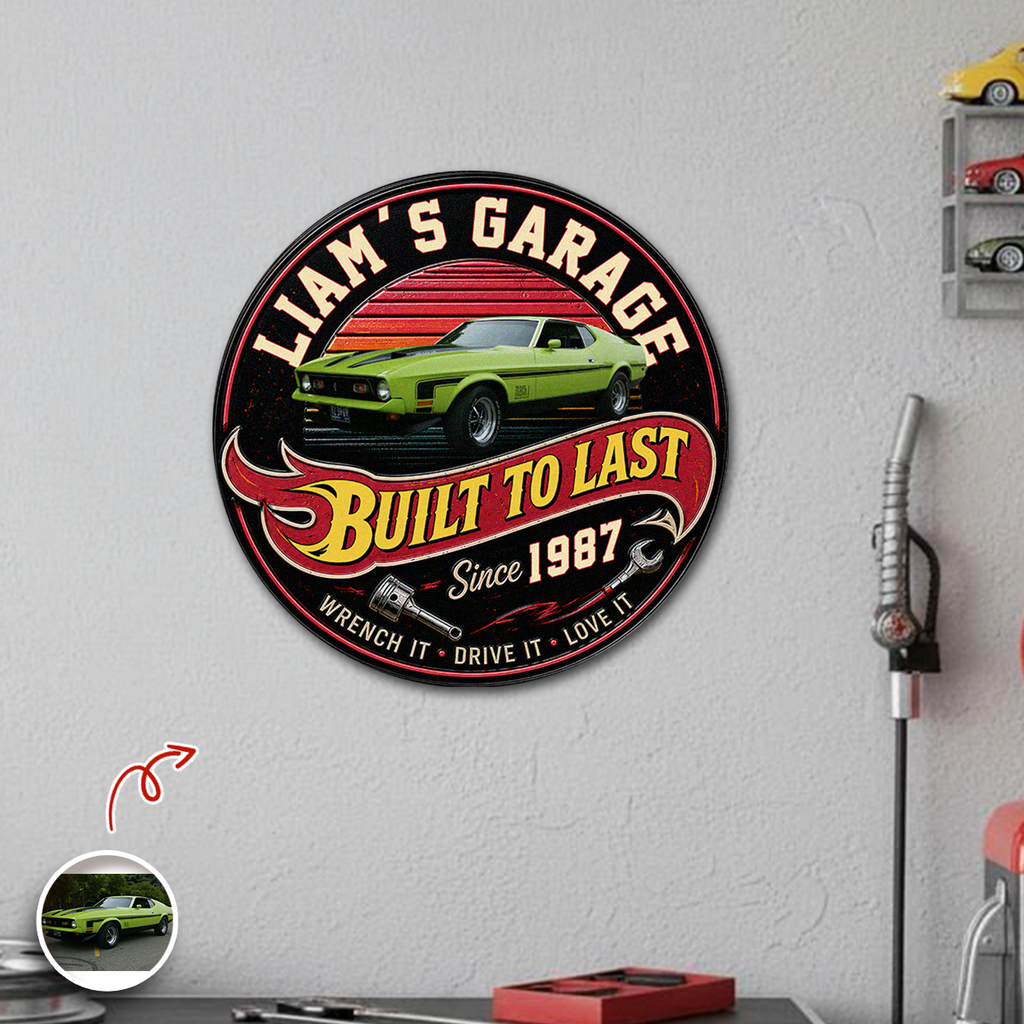 Personalized Car Garage Metal Sign Custom Year Gift for Dad HN590 - Monogram Metal Sign GradoCreations