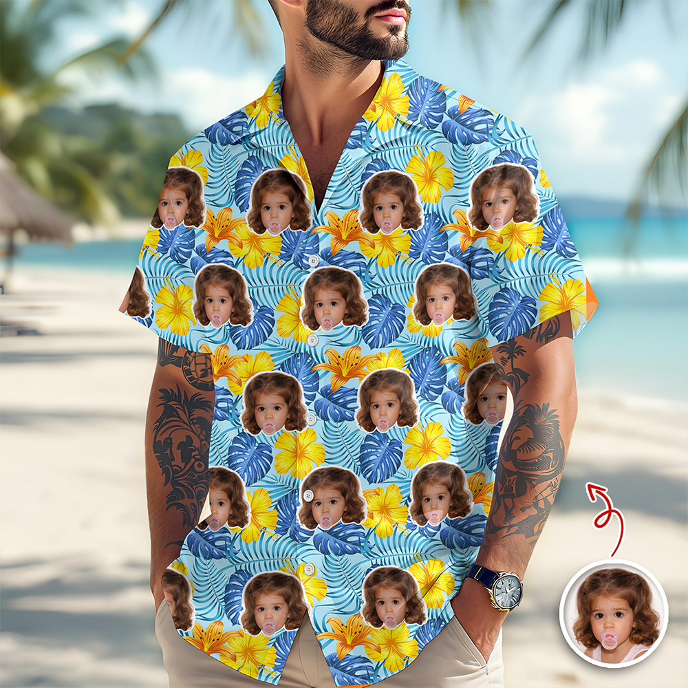 Custom Photo Hawaiian Shirt Personalized Gift for Dad HN590 - AOP Hawai Shirt GradoCreations
