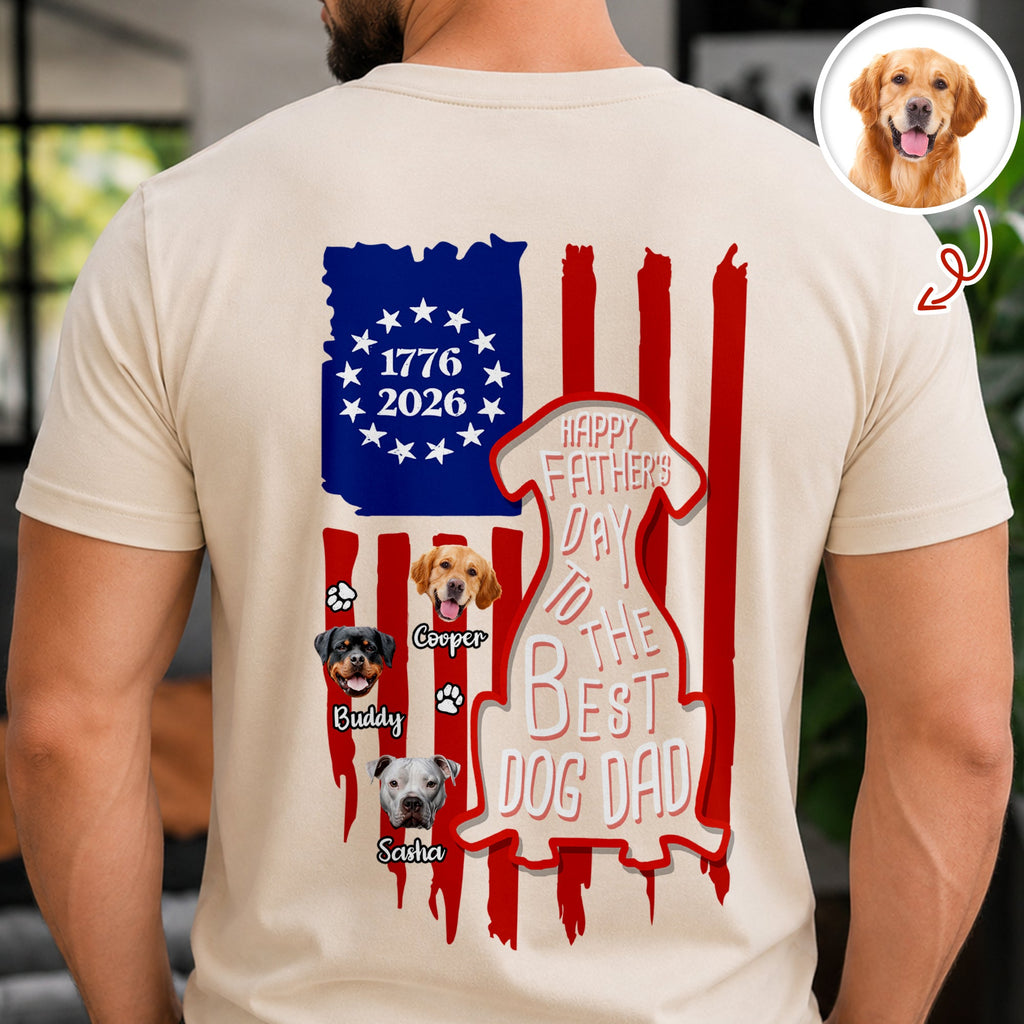 Personalized Dog Dad Comfort Shirt Custom Photo Gift for Father's Day Comfort Shirt Back GradoCreations