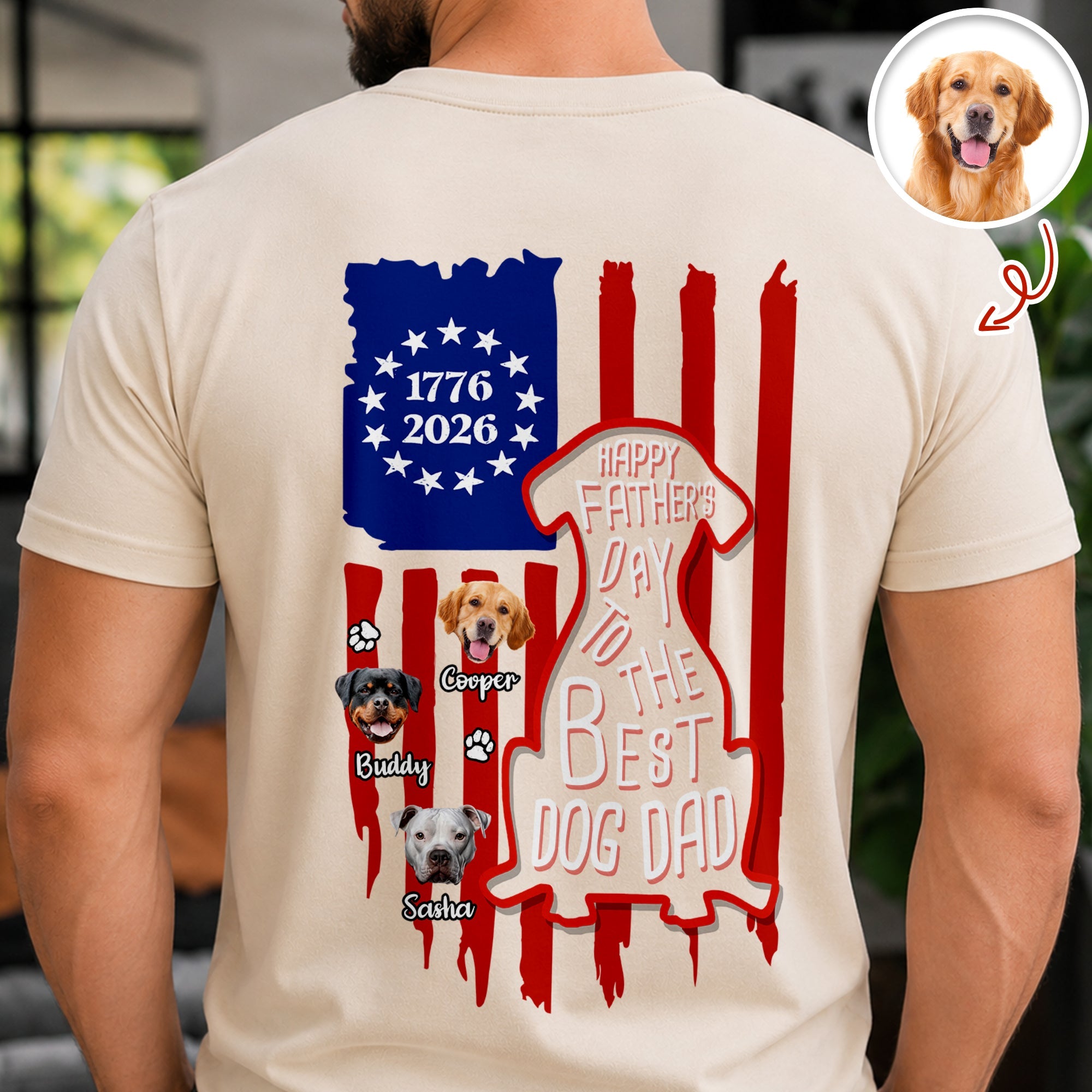 Personalized Dog Dad Comfort Shirt Custom Photo Gift for Father's Day Comfort Shirt Back GradoCreations