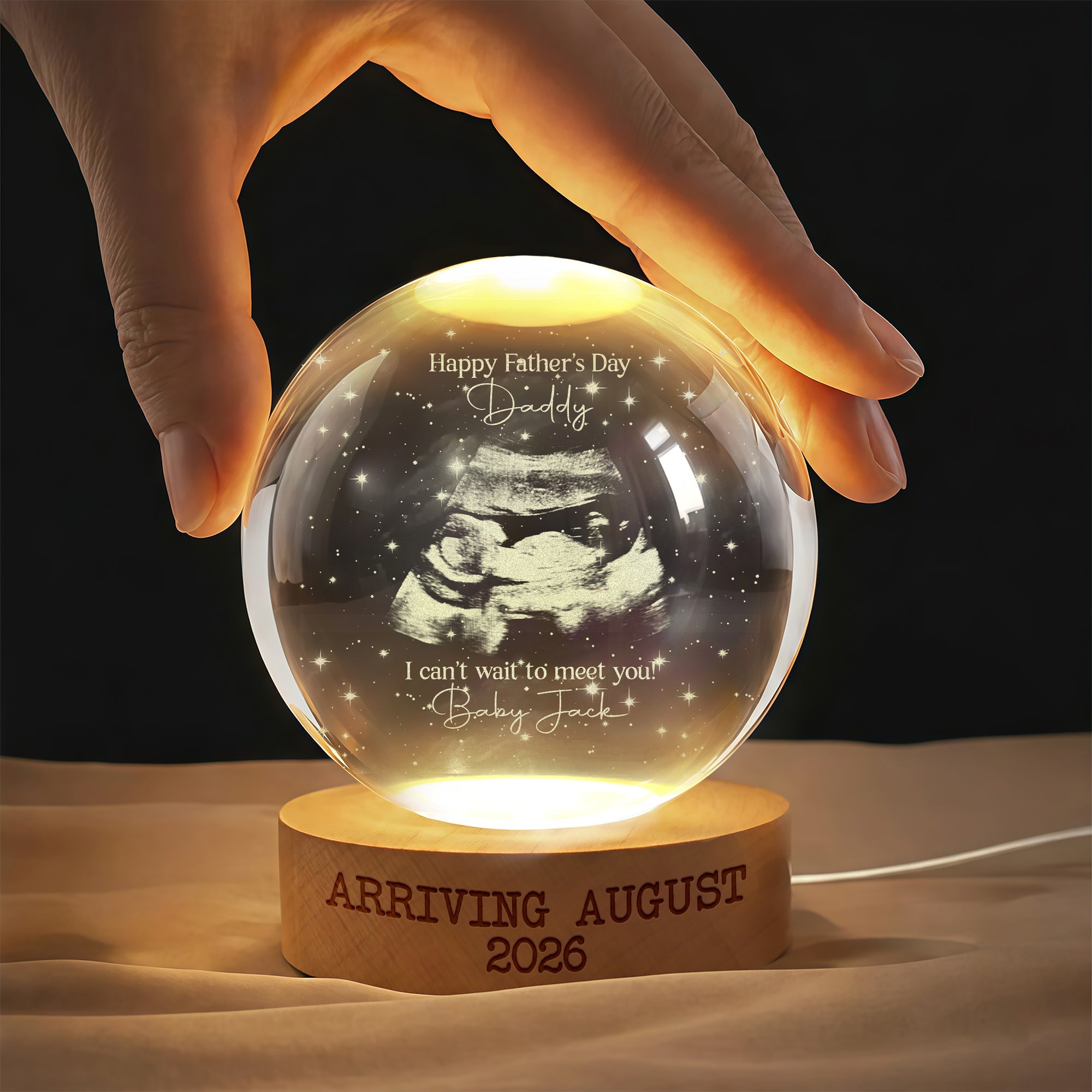 Personalized Crystal Ball LED Night Light Photo Gift for Dad Engraved 3D Crystal Ball LED Night Light GradoCreations