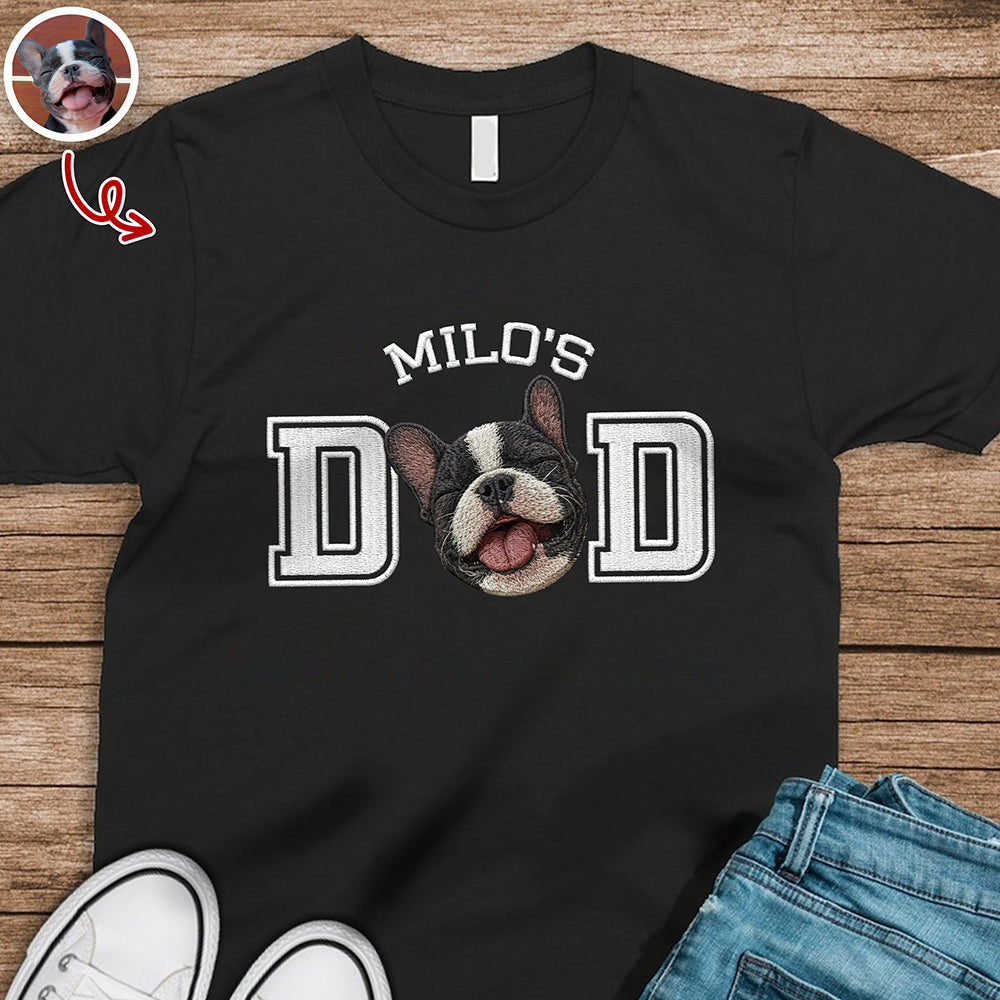 Personalized Embroidered Shirt Custom Photo Gift for Dog Dad HN590 - Embroidered Shirt GradoCreations