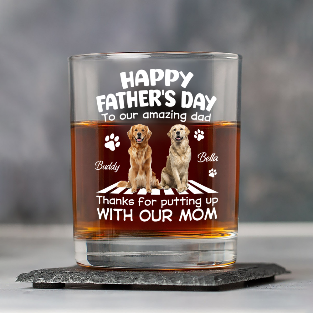 Personalized Whiskey Glass Gift for Dog Dad Father's Day HN590 - Print Rock Glass GradoCreations