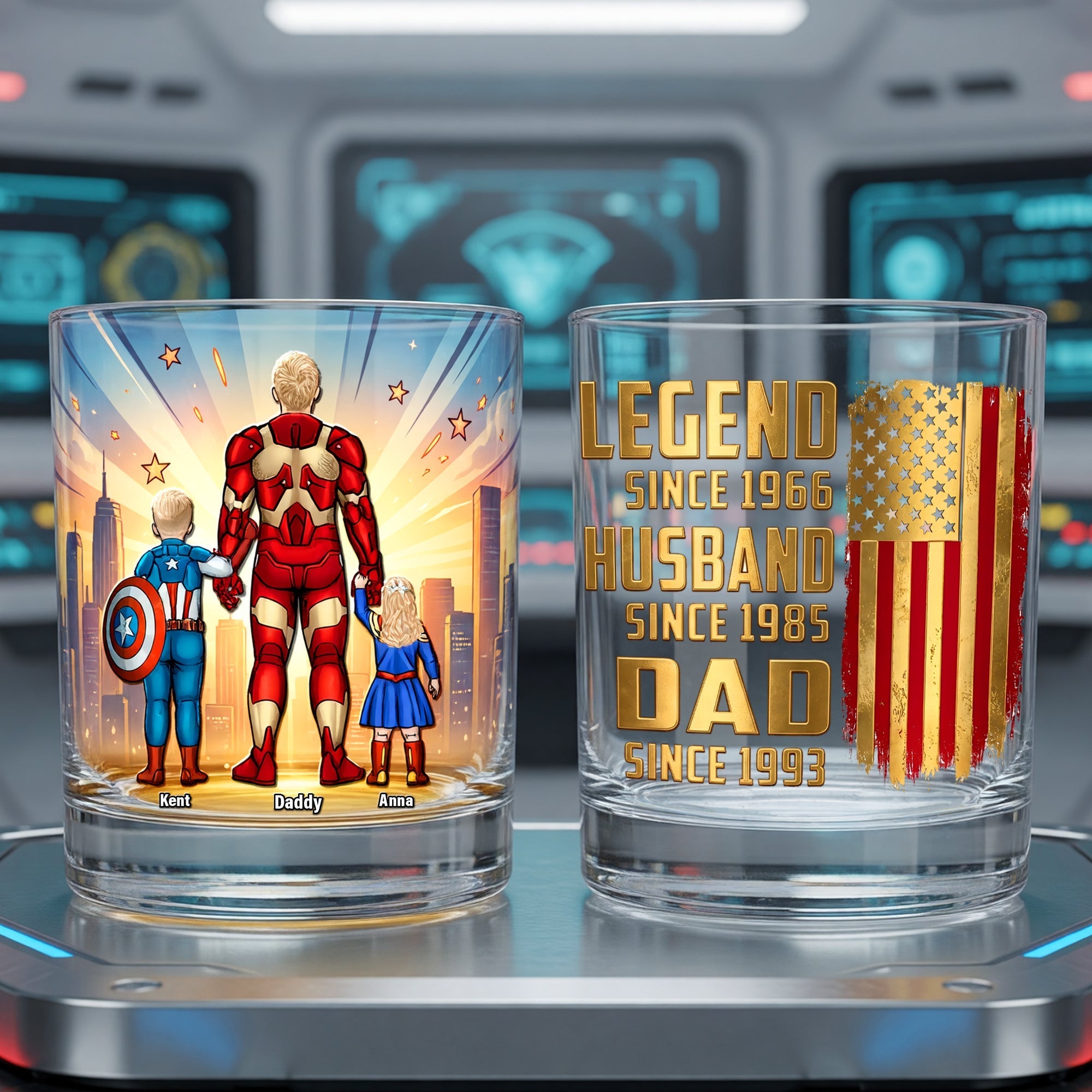 Personalized Whiskey Glass Custom Name Gift for Dad Legend