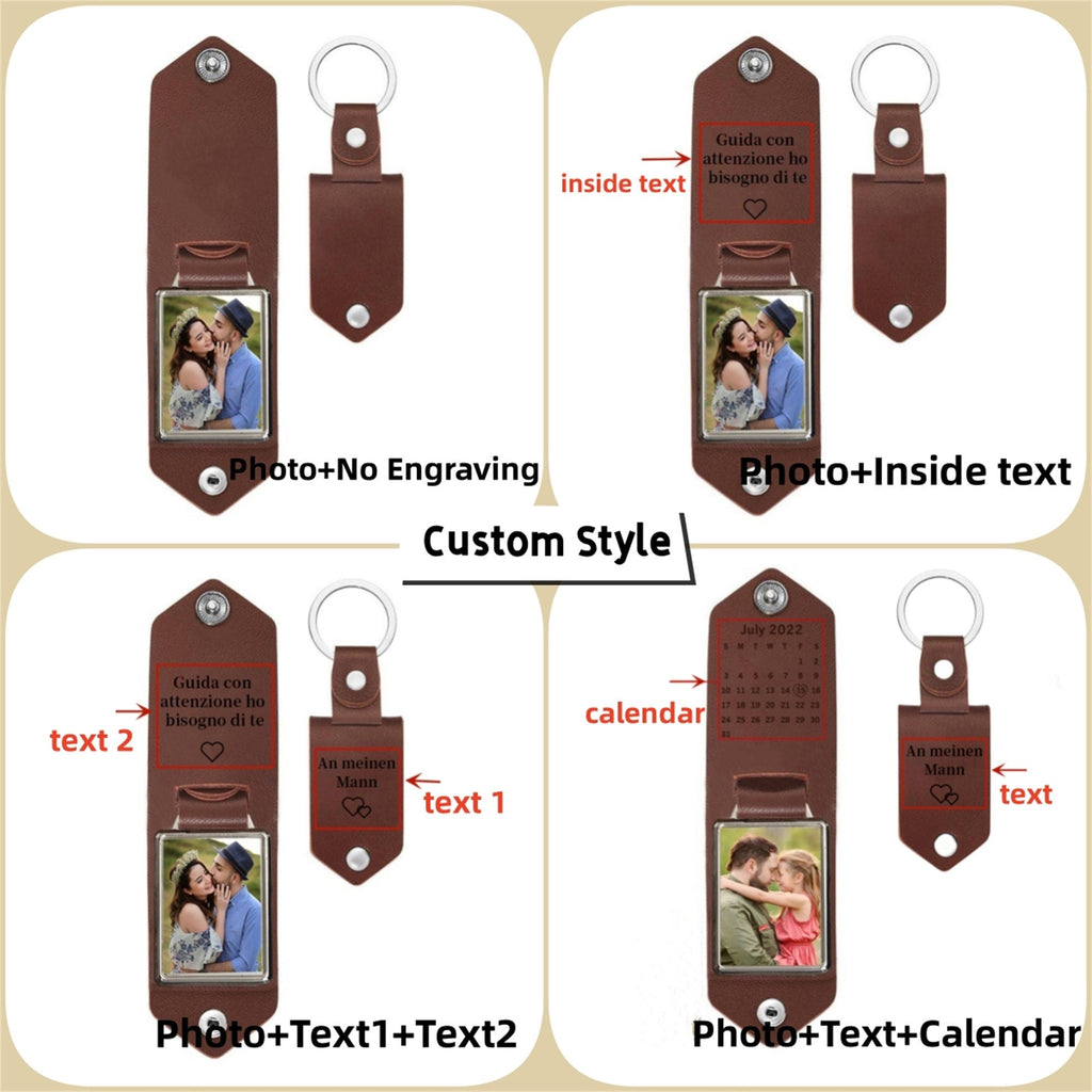 Personalized Photo Keychain I Love You Daddy Leather Gift HN590 - Metal Tag Leather Keychain FIX GradoCreations