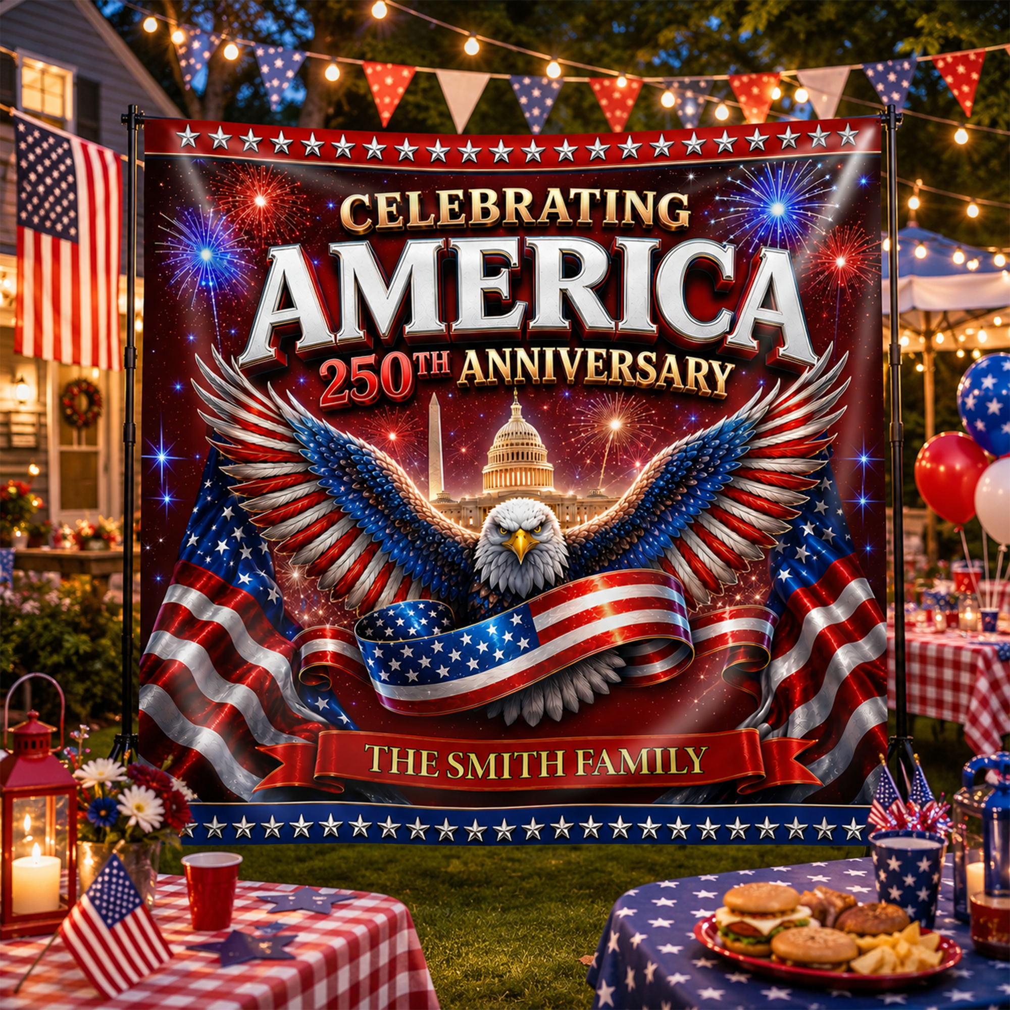 Personalized 250th Anniversary Backdrop USA Independence Day Gift HN590 - Ali Backdrop GradoCreations