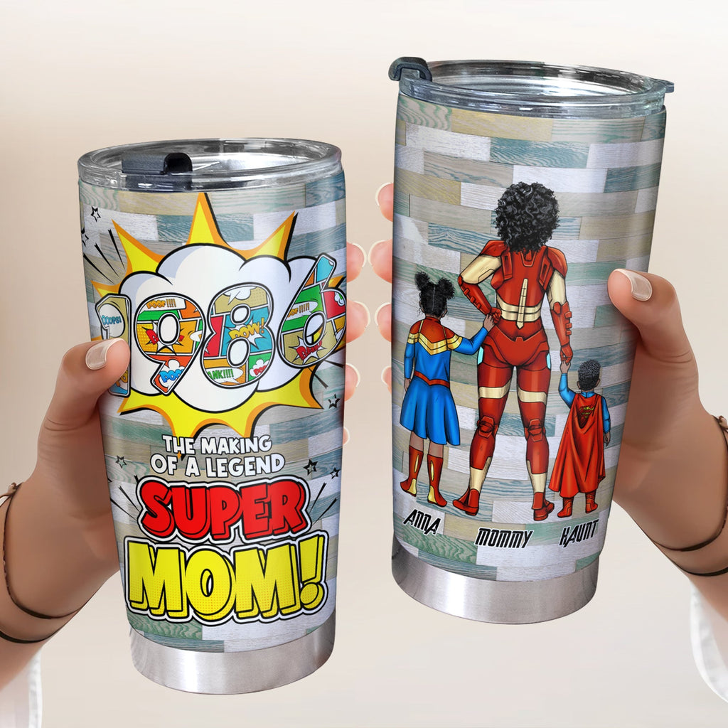 Personalized Super Hero Mom Tumbler Custom Birth Year Gift for Mother's Day