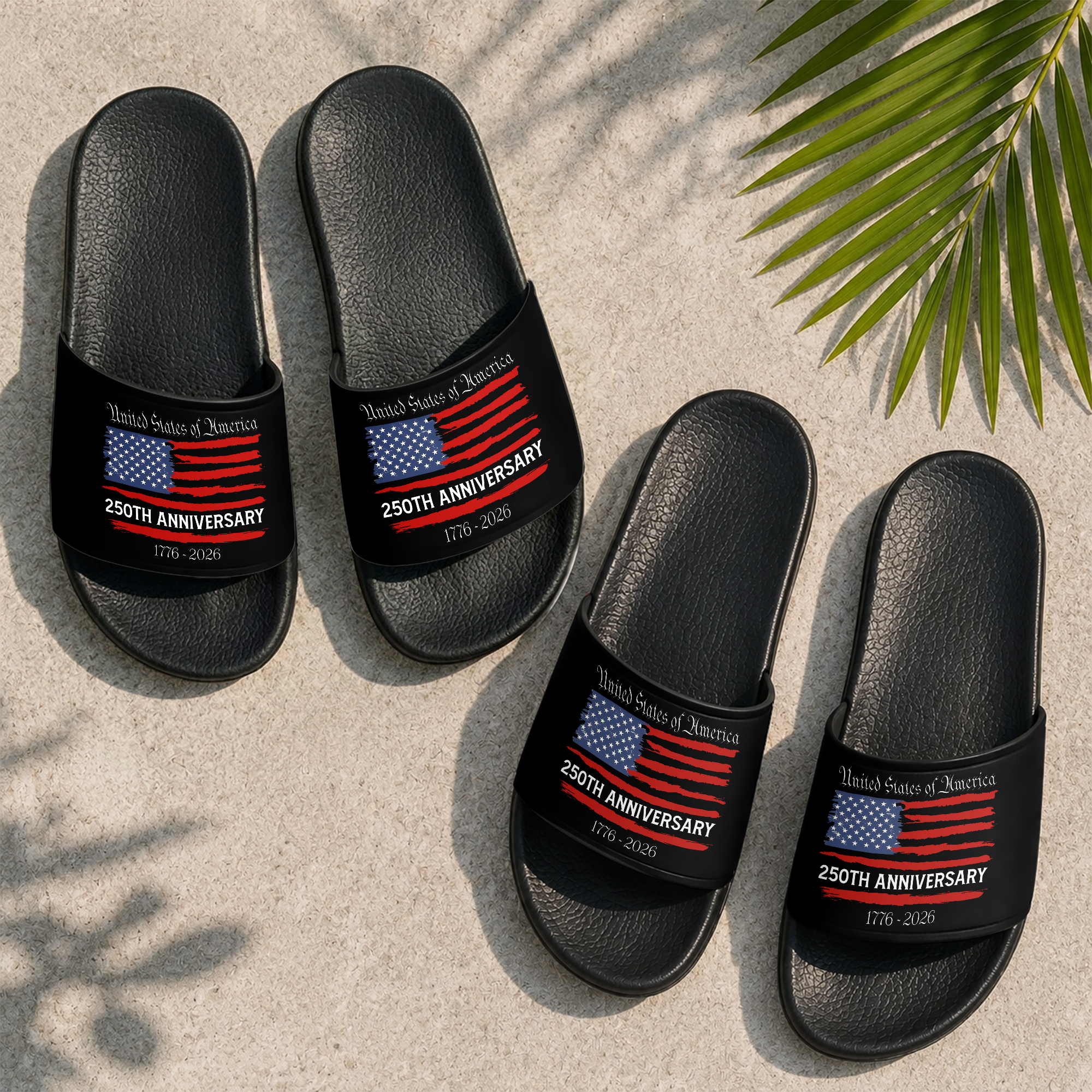 Personalized Eagle Slide Sandals 250th Anniversary Gift for Dad HN590 - Slide Sandals GradoCreations