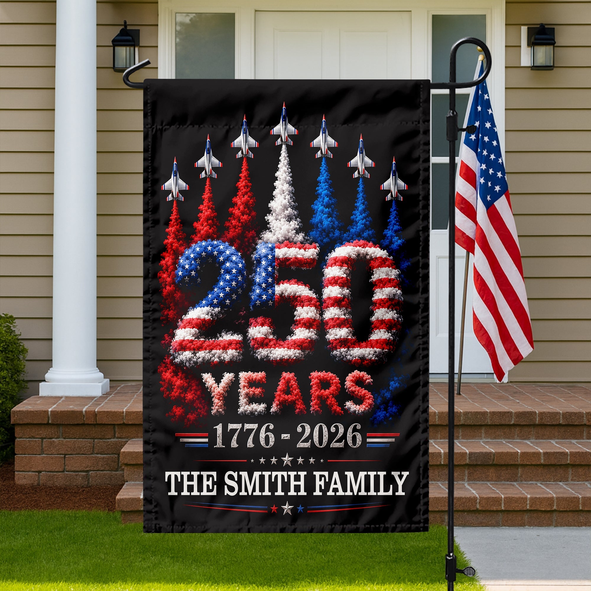 Personalized Patriotic Garden Flag Custom Family Name 250 Years HN590 - Garden Flag GradoCreations
