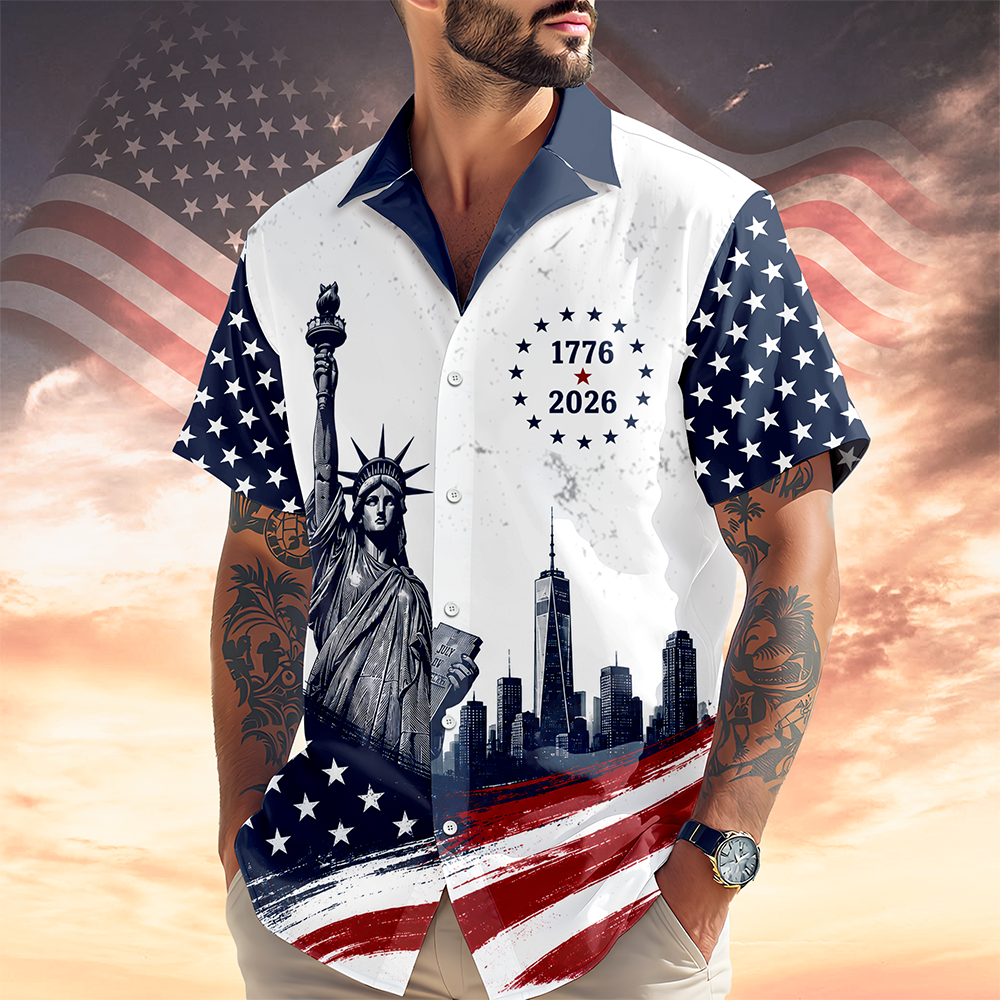 Personalized Statue of Liberty Hawaiian Shirt Custom Gift for 4th of July HN590 - AOP Hawai Shirt GradoCreations