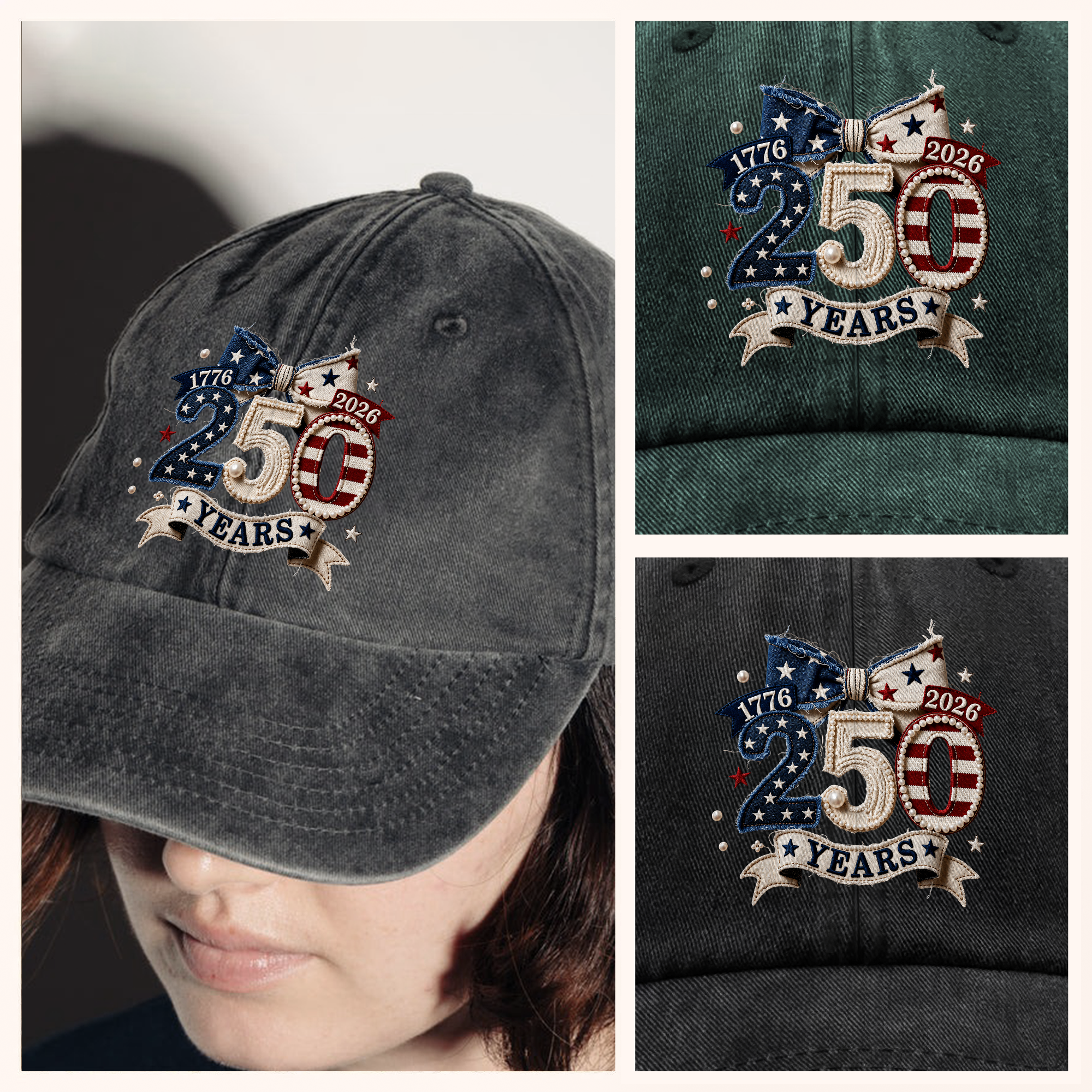 Personalized Washed Denim Baseball Cap Gift for 4th of July HN590 - Washed Denim Baseball Cap GradoCreations