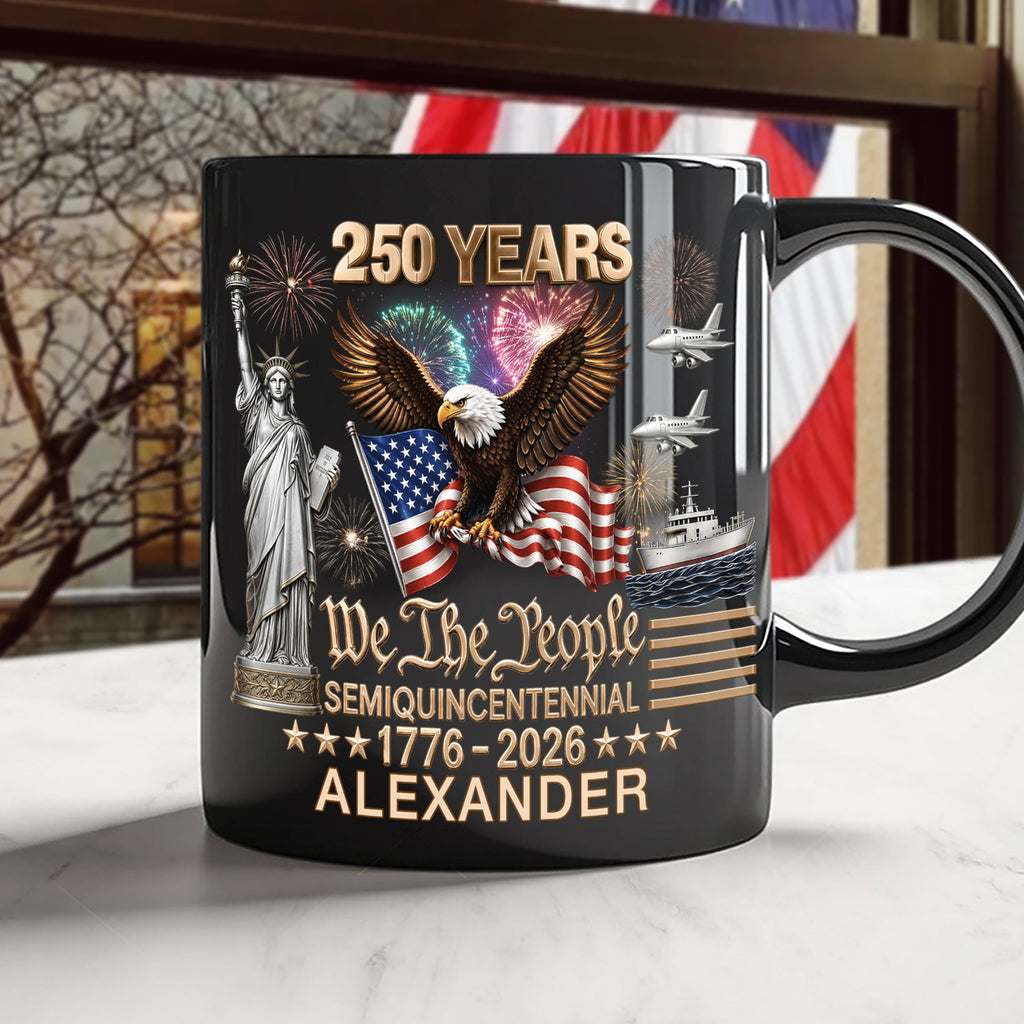 Personalized Black Mug 250 Years America We The People Gift for Dad HN590 - Black Mug GradoCreations