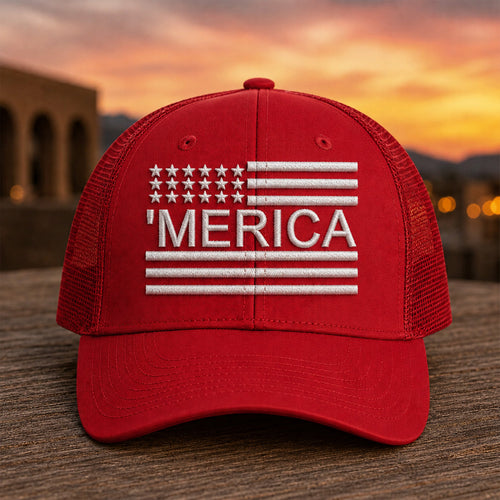 Personalized 4th of July Patriotic Trucker Hat Gift for Dad HN590 - Embroidered Trucker Hat GradoCreations
