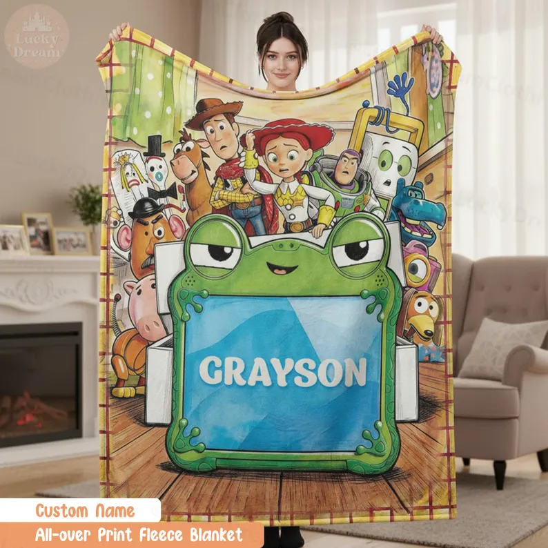 Personalized Fleece Blanket Custom Name for Kids Movie Fans