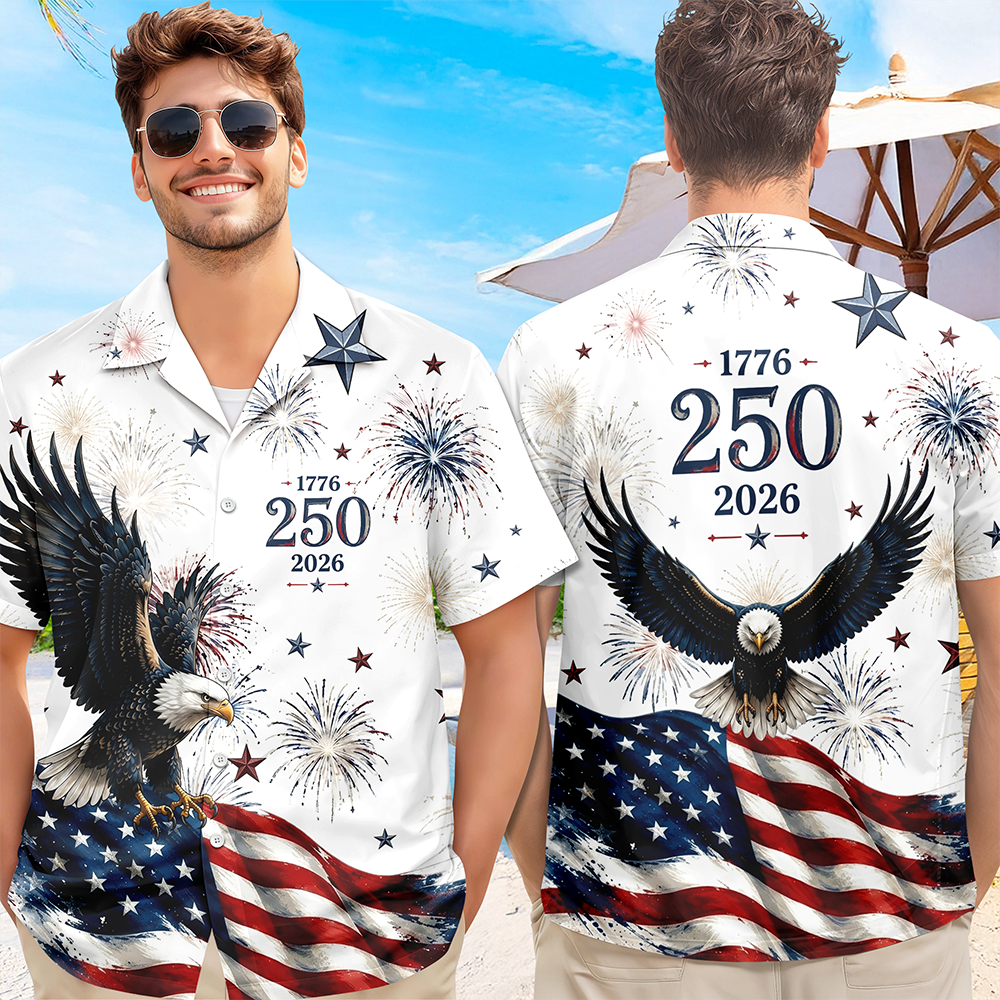Personalized America 250th Hawaiian Shirt Custom Gift for Him HN590 - AOP Hawai Shirt GradoCreations