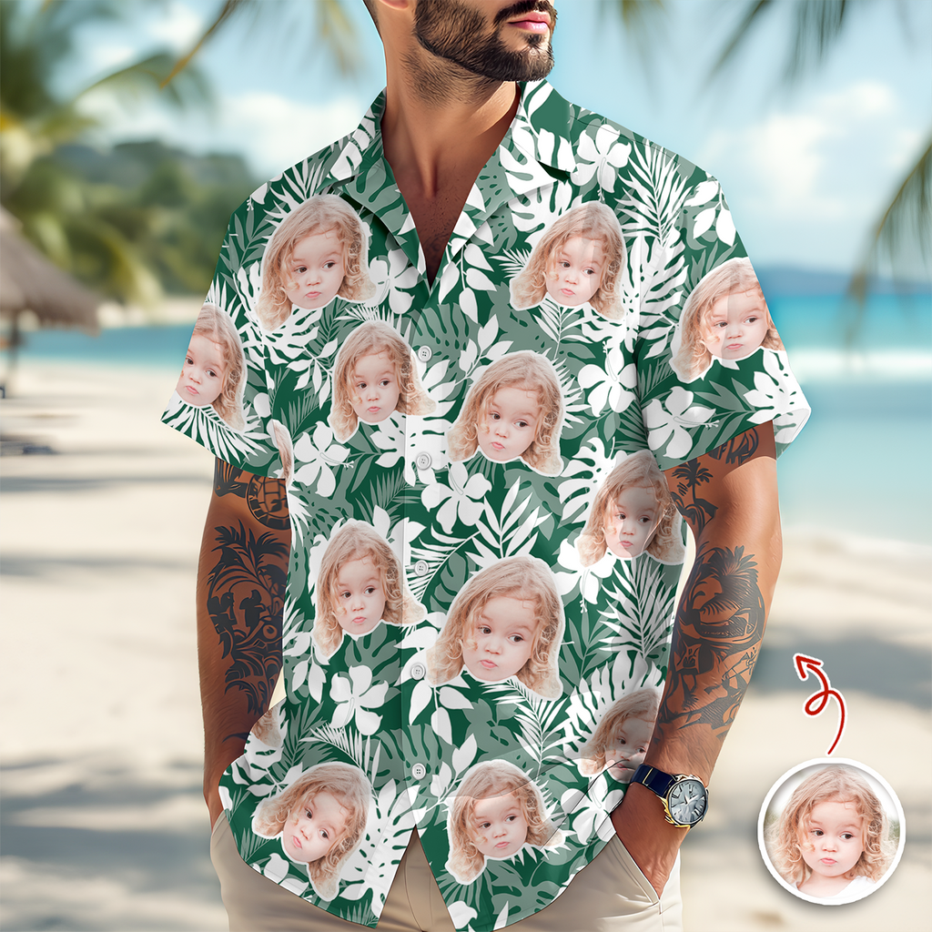 Personalized Tropical Aloha Hawaii Shirt Custom Photo Gift for Dad HN590 - AOP Hawai Shirt GradoCreations