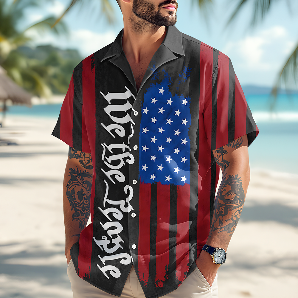 Personalized Hawaiian Shirt American Flag Gift for 4th of July HN590 - AOP Hawai Shirt GradoCreations