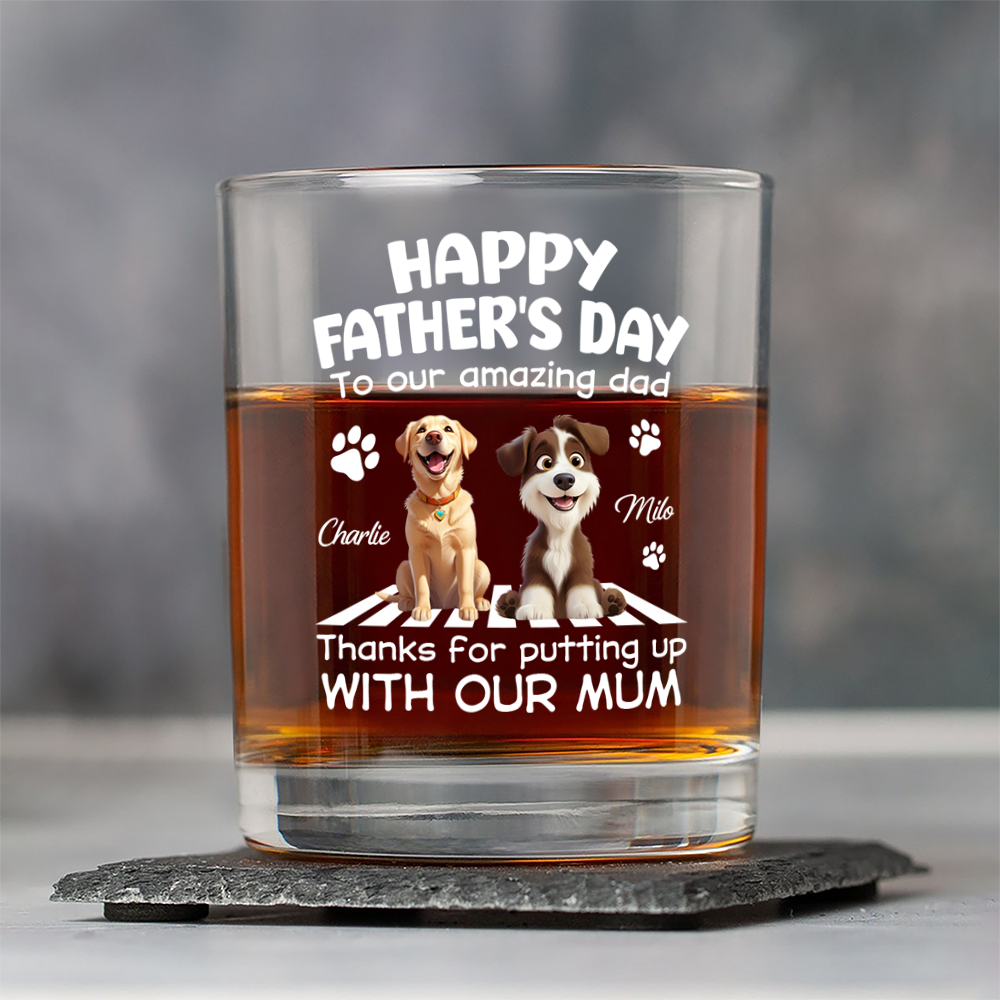 Personalized Whiskey Glass Gift for Dog Dad - Father's Day HN590 - Print Rock Glass GradoCreations