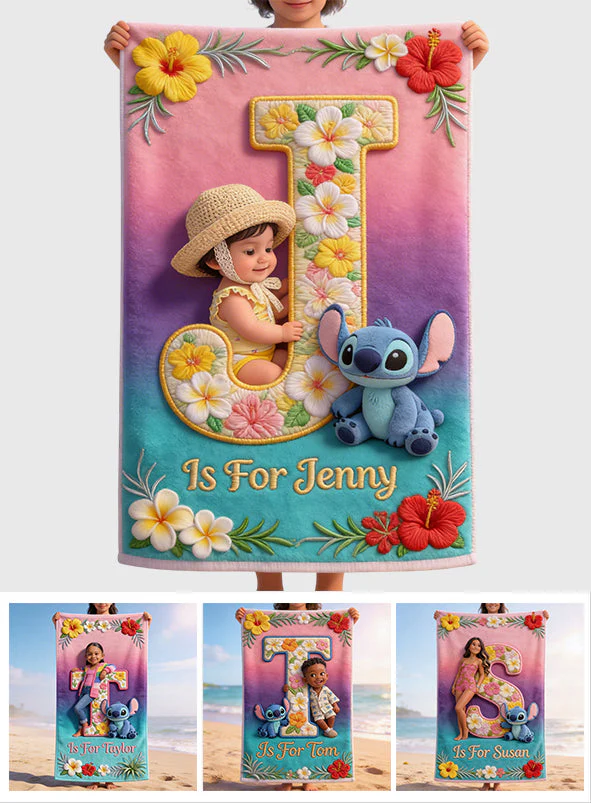 Personalized Beach Towel with Cute Aliens for Kids | Vacation Gift
