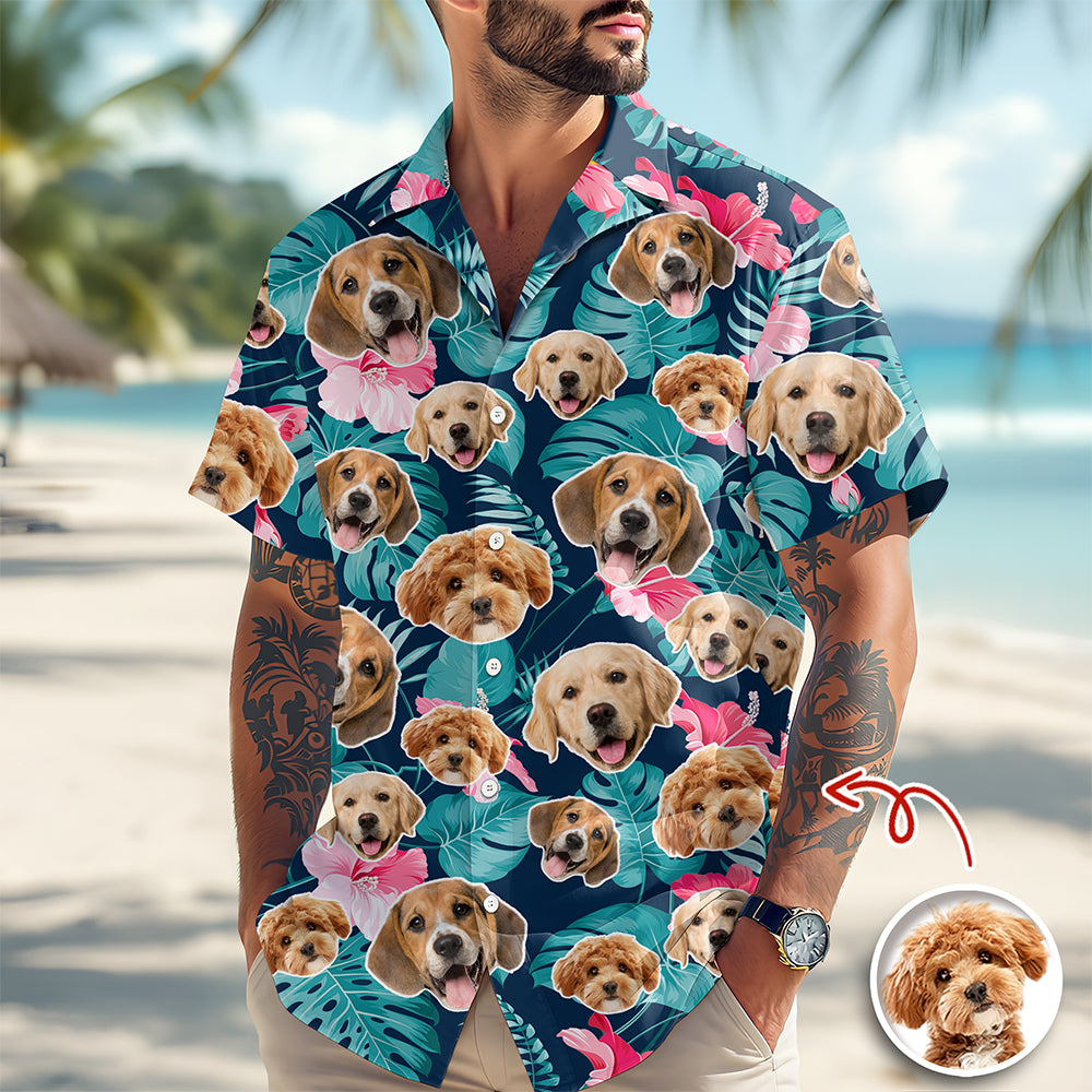 Personalized Tropical Aloha Shirt Custom Face Photo Gift for Dad HN590 - AOP Hawai Shirt GradoCreations