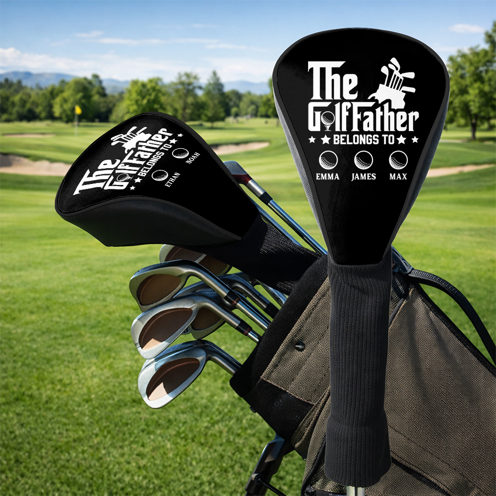 Personalized Golf Head Cover Custom Names Gift for Dad HN590 - Golf Club Head Cover GradoCreations