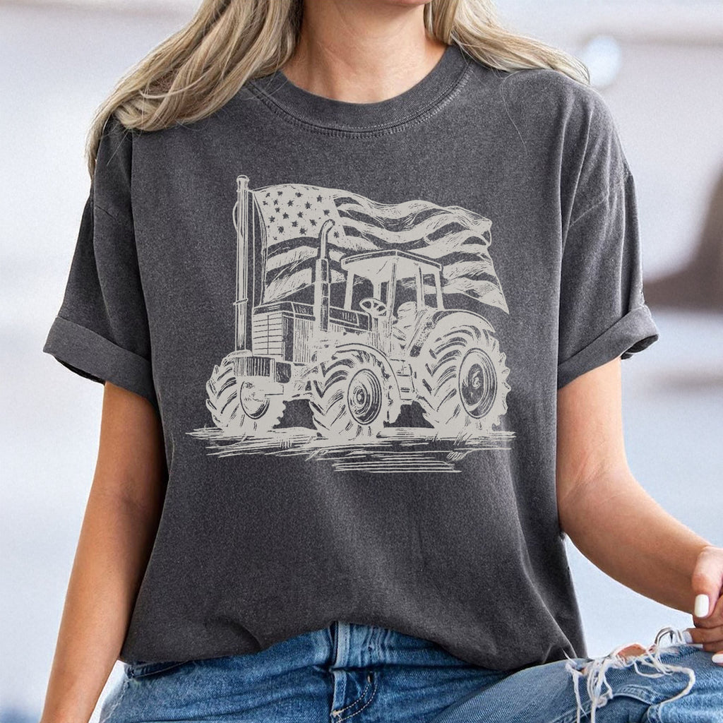Personalized American Flag Comfort Shirt Independence Day Gift for Farmers and Truckers Comfort Shirt GradoCreations