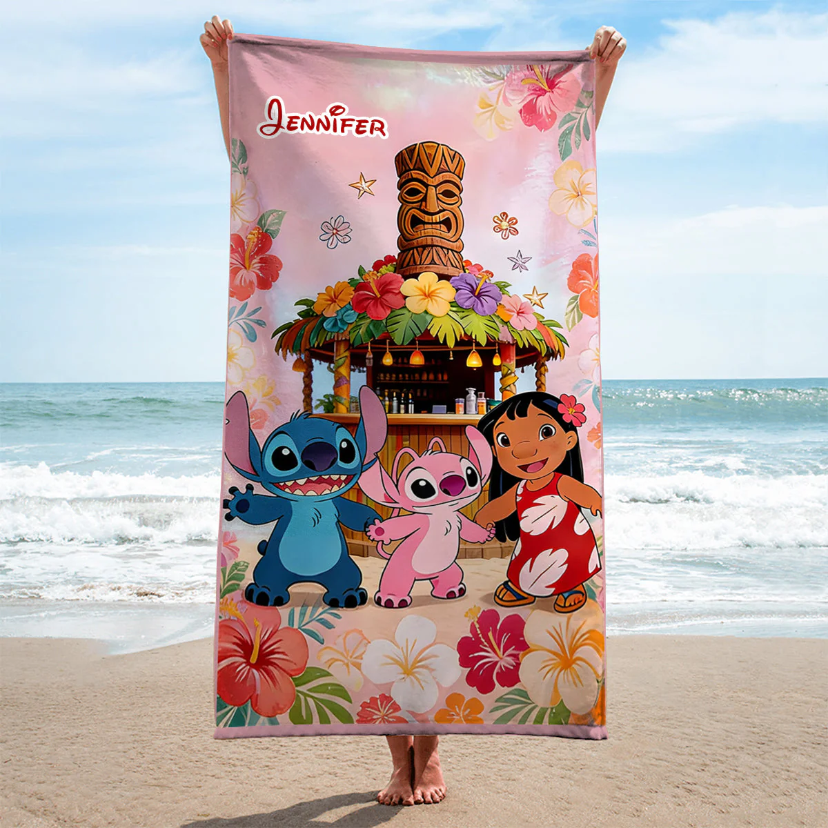 Personalized Beach Towel with Cute Aliens Vacation Gift for Kids