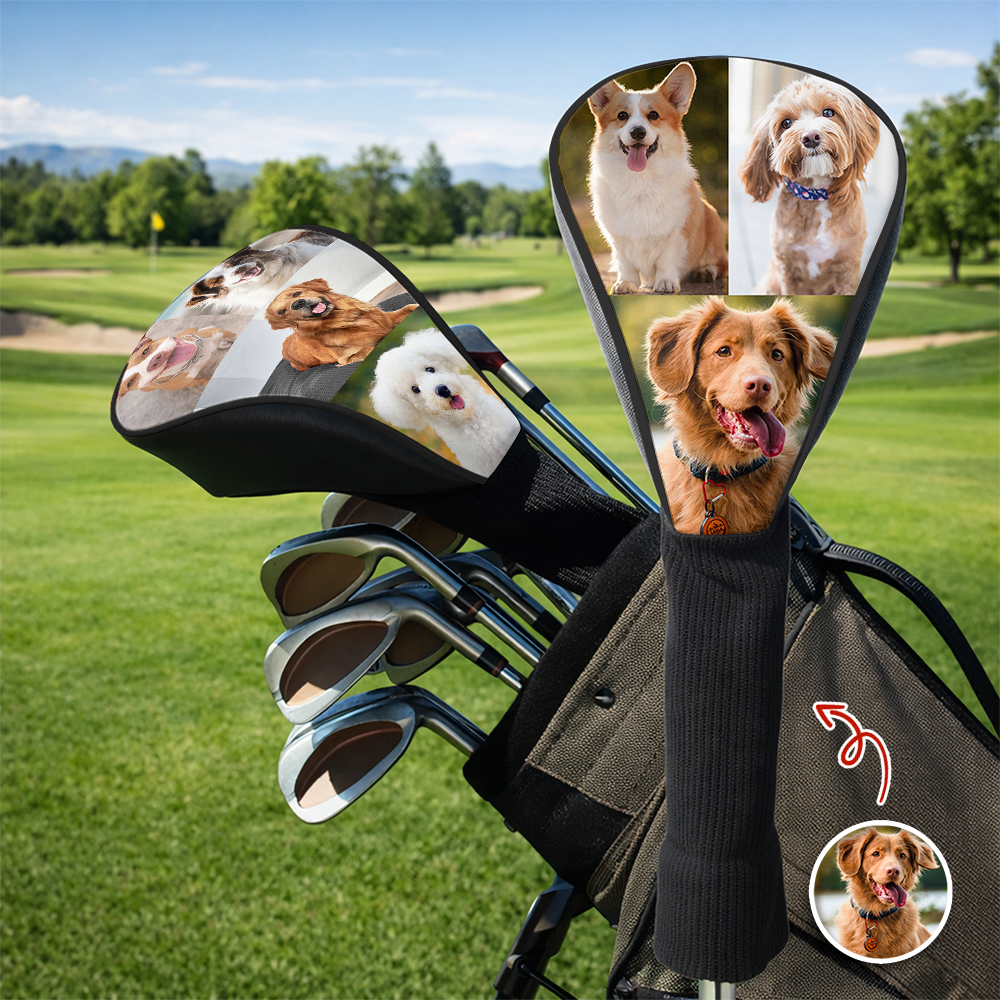 Personalized Photo Golf Club Head Cover Custom Gift for Dog Dad HN590 - Golf Club Head Cover GradoCreations