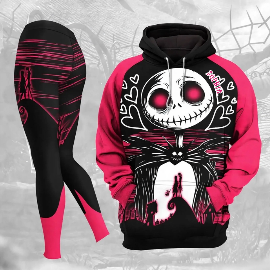 Personalized Spooky Couple Hoodie and Leggings Set | Halloween & Christmas Gift for Her
