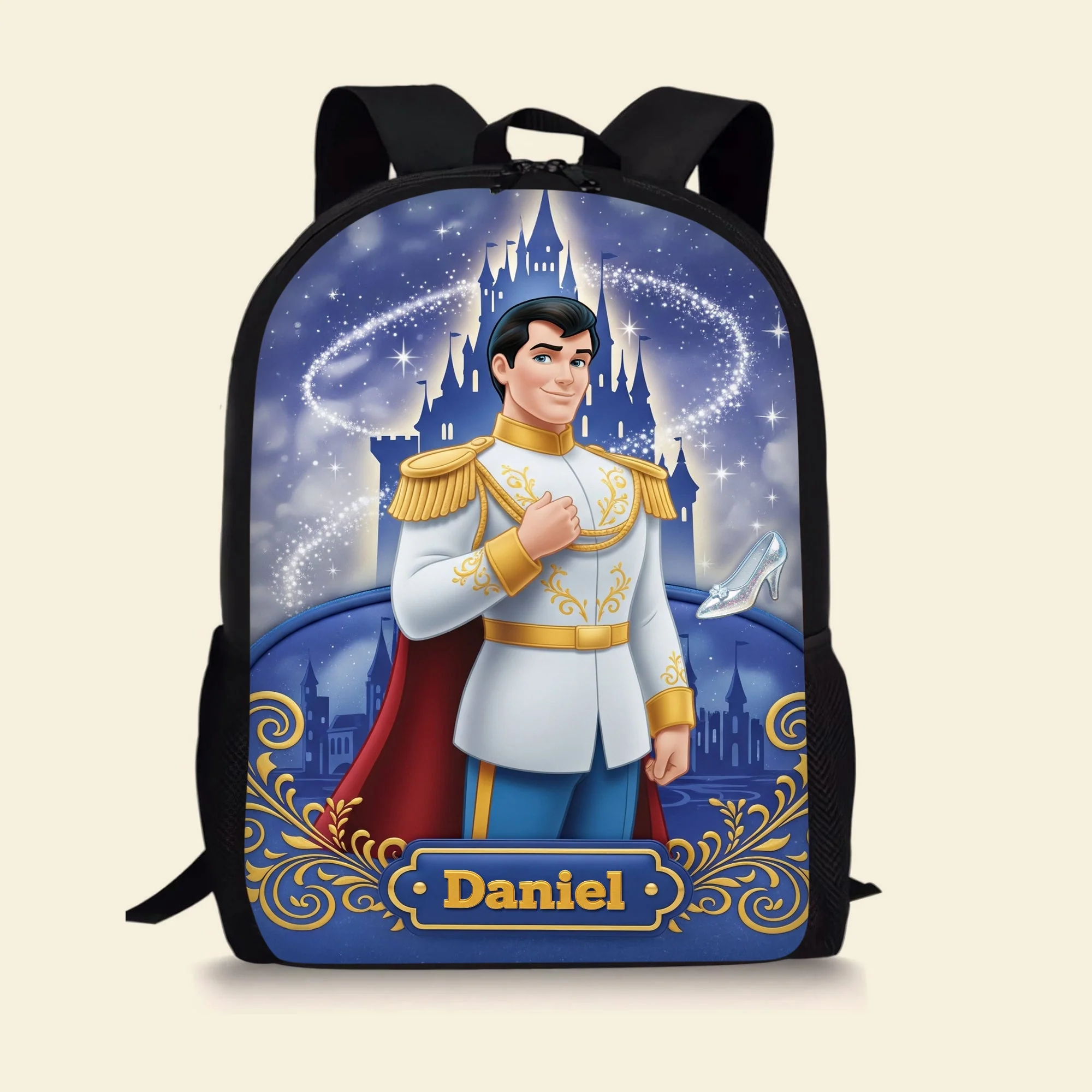 Personalized Cartoon Prince Backpack School Set for Boys