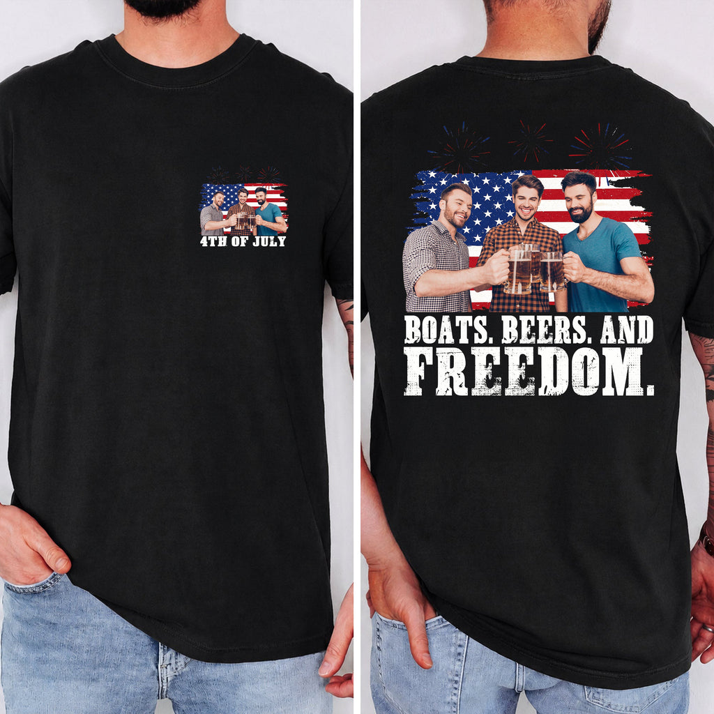 Personalized 4th of July Comfort Shirt Custom Photo Gift Back&Front Comfort Shirt GradoCreations