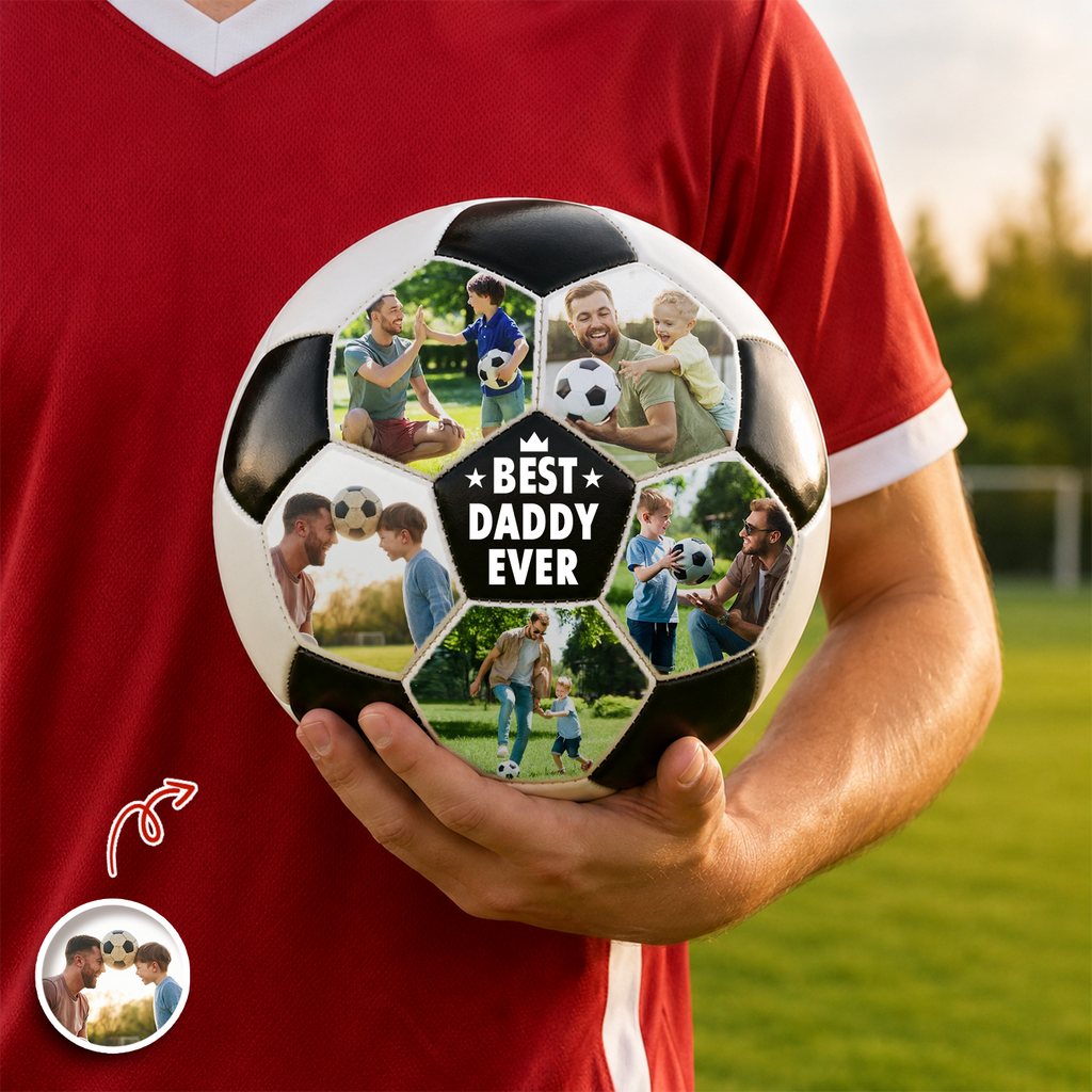 Custom Soccer Ball Gift for Dad Personalized Photo Best Coach Ever Baseball Ball Fix GradoCreations